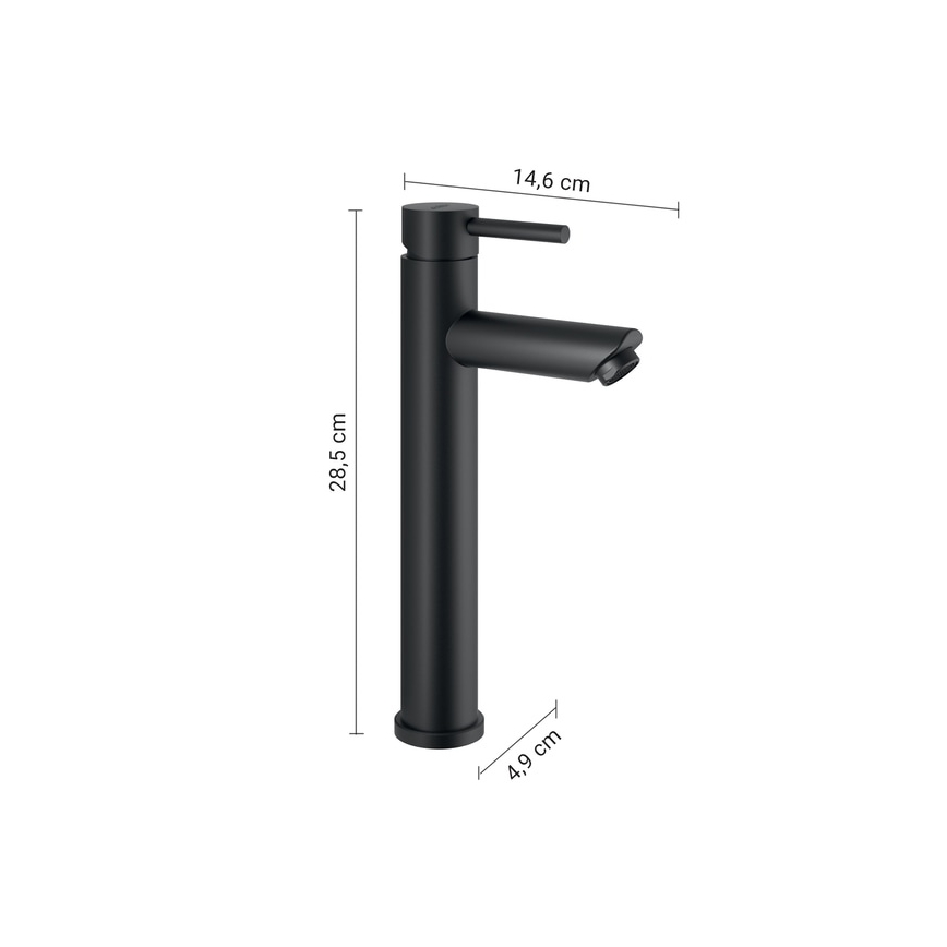 Gedy - ALTO HIGH valamu segisti, 28,5 cm, matt must