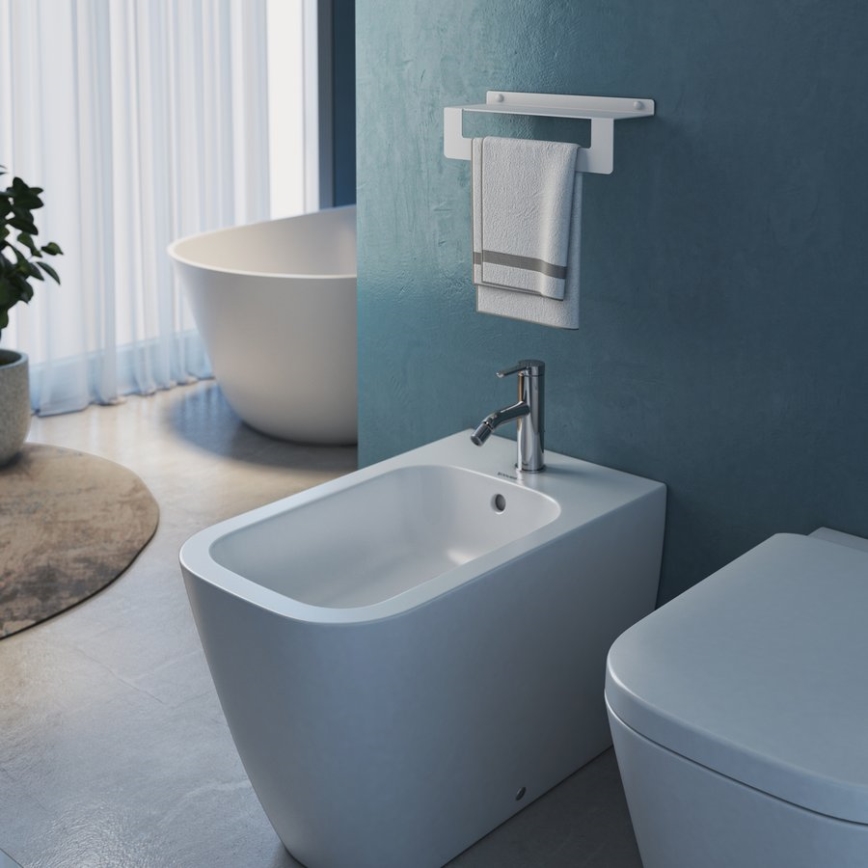 Gedy - CLEO 50 cm rätikuriiul konksuga, mati valge