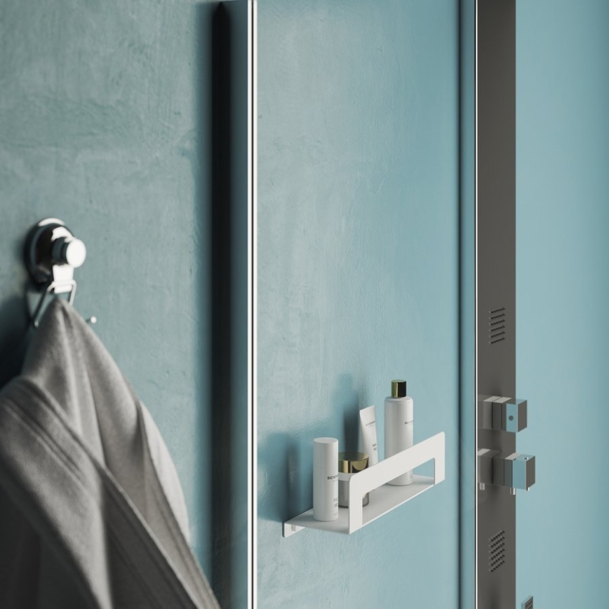 Gedy - CLEO 50 cm rätikuriiul konksuga, mati valge