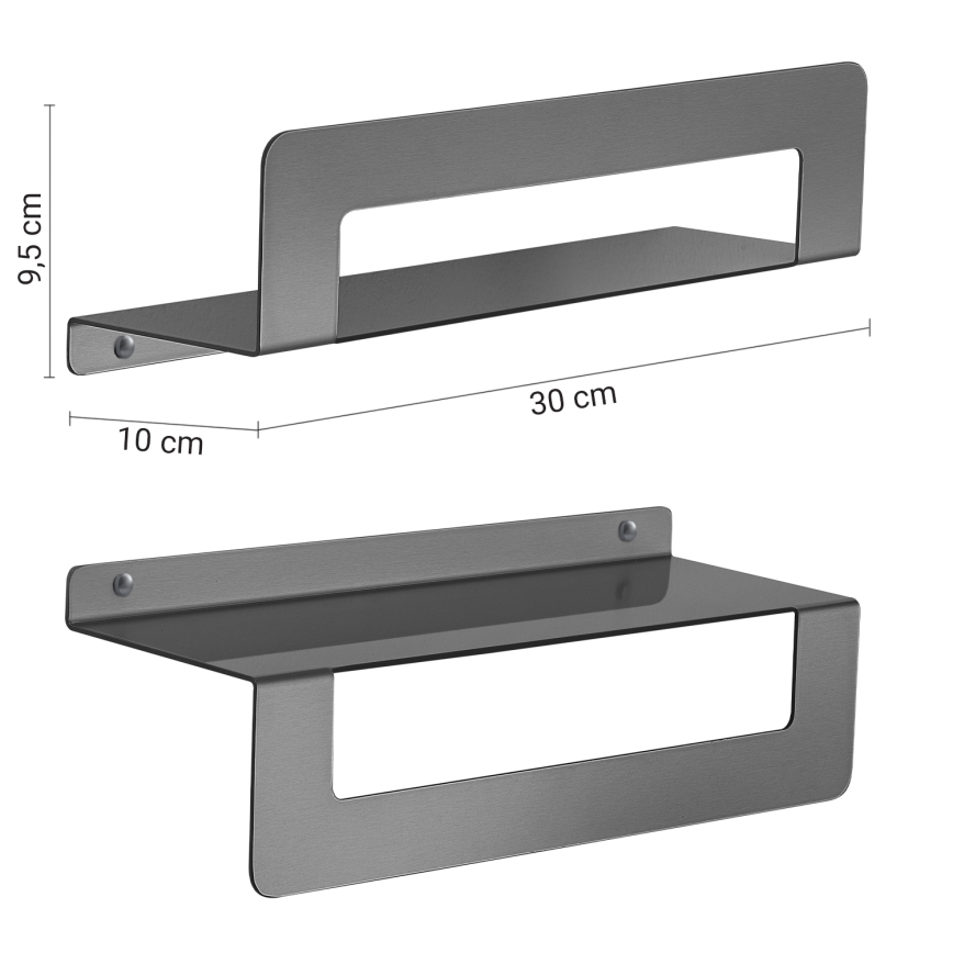 Gedy - CLEO riiul rätikuhoidjaga, 30 cm, metallikhall