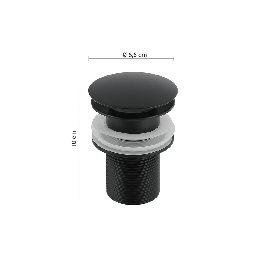 Gedy - CLICK-CLACK valamu äravoolu sulgur, läbimõõt 6,6 cm, matt must