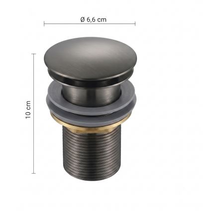 Gedy - CLICK-CLACK valamu äravoolukork, Ø 6,6 cm, metallikhall