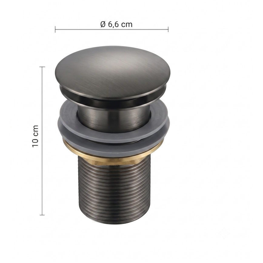Gedy - CLICK-CLACK valamu äravoolukork, Ø 6,6 cm, metallikhall