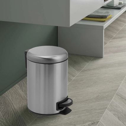 Gedy - POTTY prügikast 5 l, pehme sulgemisega, harjatud roostevabast terasest
