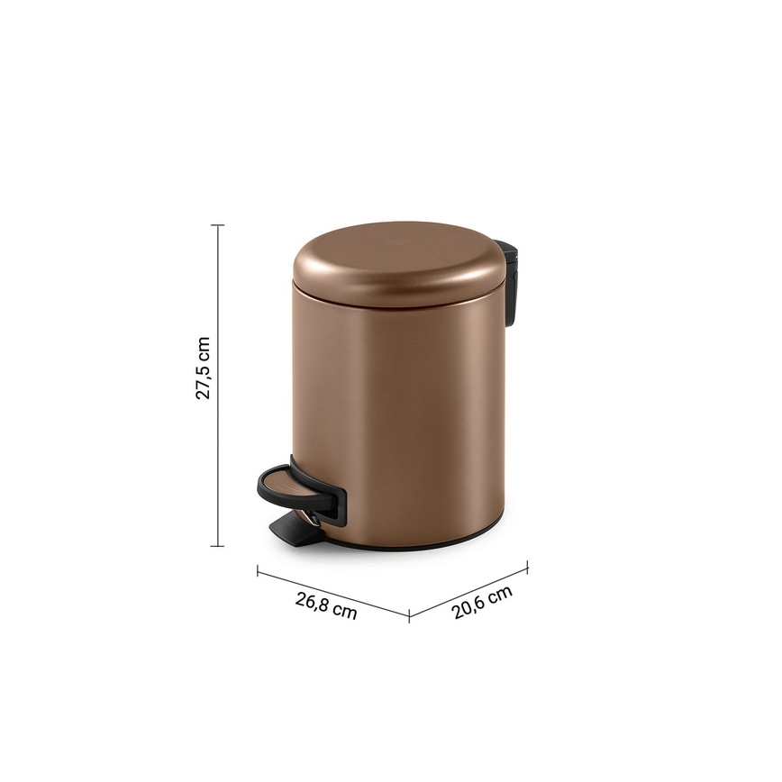Gedy - Prügikast POTTY 5 l, pehmelt sulguv, pronksivärvi