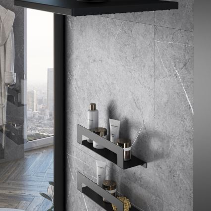 Gedy - Riiul rätikuhoidjaga CLEO 30 cm matt-must