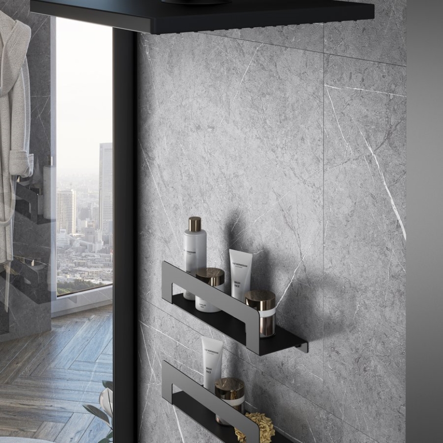 Gedy - Riiul rätikuhoidjaga CLEO 30 cm matt-must