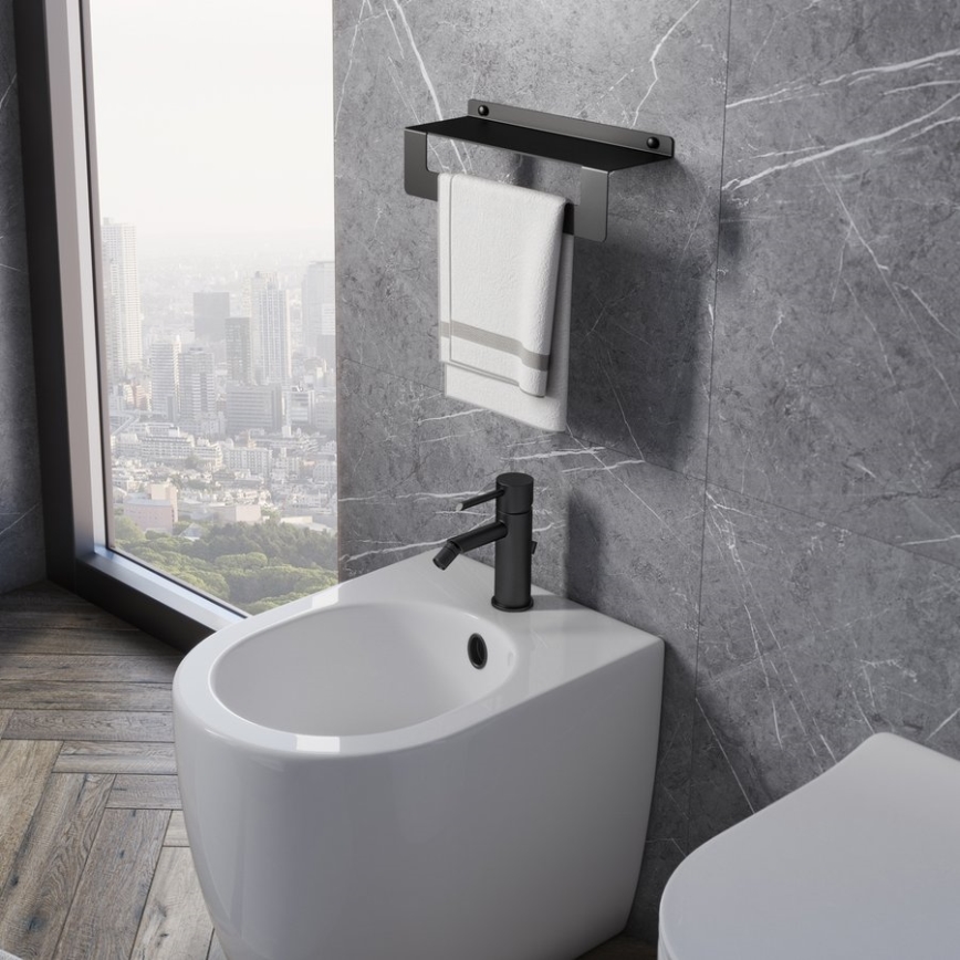 Gedy - Riiul rätikuhoidjaga CLEO 50 cm matt must