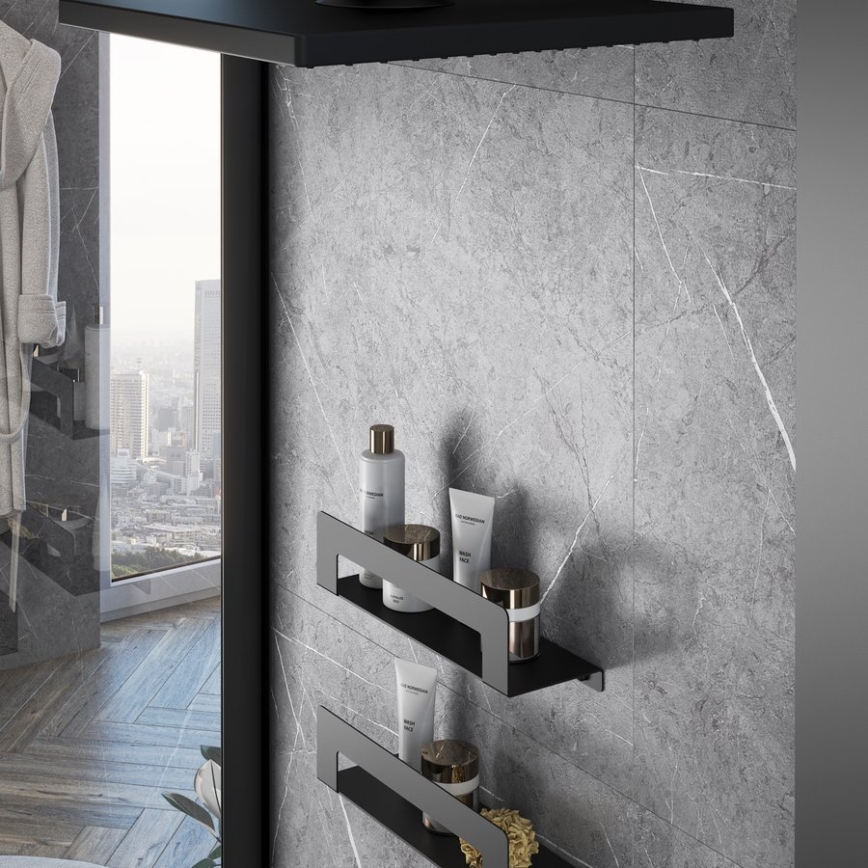 Gedy - Riiul rätikuhoidjaga CLEO 50 cm matt must