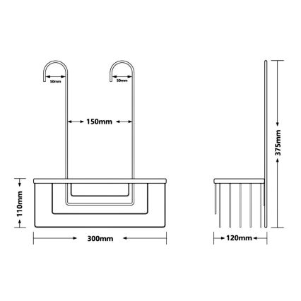 Gedy - Rippuv duširiiul SMART 37,5x30 cm metallikhall