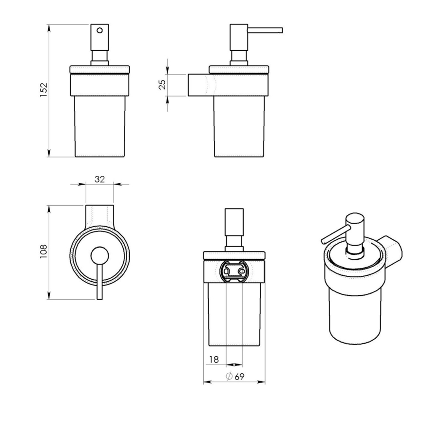 Gedy - Seebidosaator seinale PIRENEI 110 mm hägune klaas/läikiv kroom