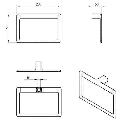 Gedy - Seinale kinnitatav rätikuhoidja PIRENEI 15x23 cm metallikhall