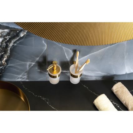 Gedy - seinale kinnitatav seebidosaator PIRENEI 110 ml piimjas klaas/mattkuldne