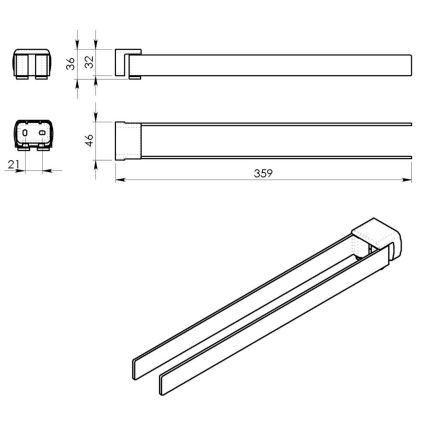 Gedy - Seinale paigaldatav rätikunagi PIRENEI 35,9 cm metallikhall