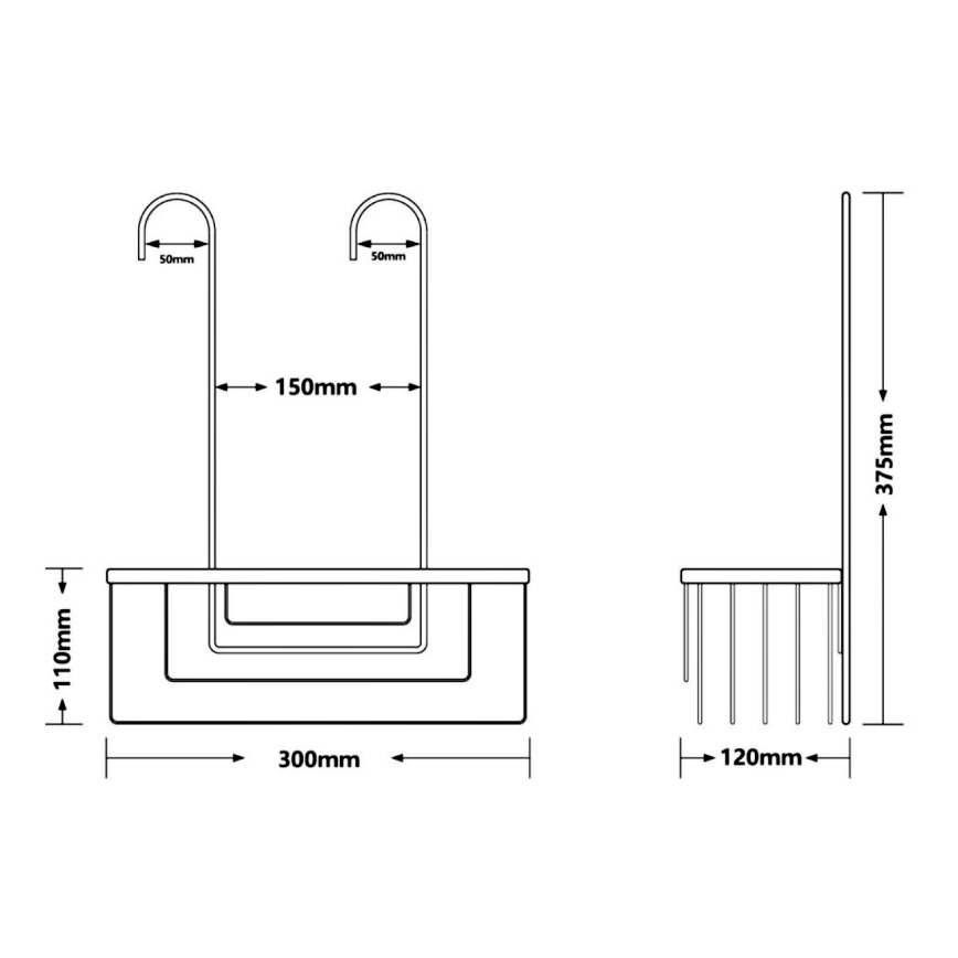 Gedy - SMART riputatav duširiiul 37,5x30 cm matt must
