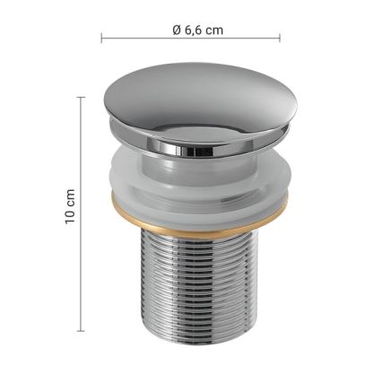 Gedy - Valamu äravool CLICK-CLACK, läbimõõt 6,6 cm, läikiv kroom