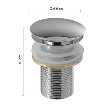Gedy - valamu äravool CLICK-CLACK, Ø 6,6 cm, läikiv kroom