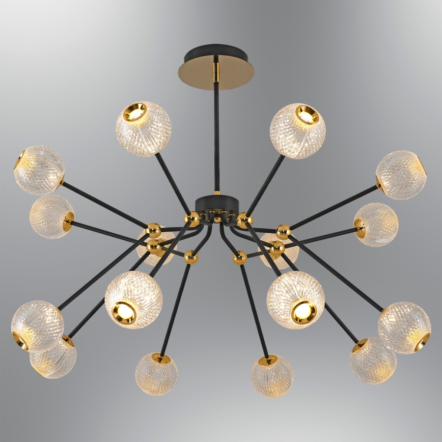 GELA LED-lühter varrega 16×LED/5W/230V 3000K must/kuldne