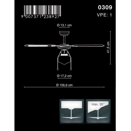 Globo - Laeventilaator 1xE27/60W/230V