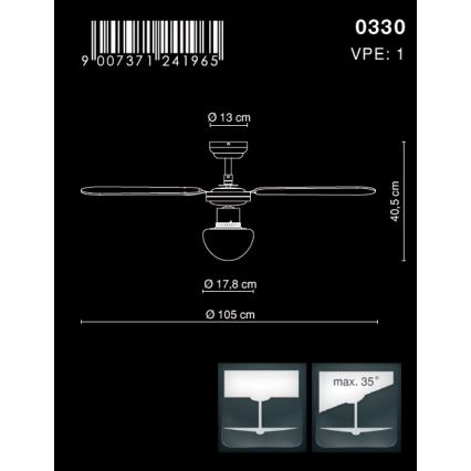 Globo - Laeventilaator 1xE27/60W/230V