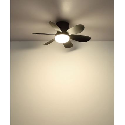 Globo - LED hämardatav laeventilaator LED/5W/230V 2700-6500K must + kaugjuhtimispult