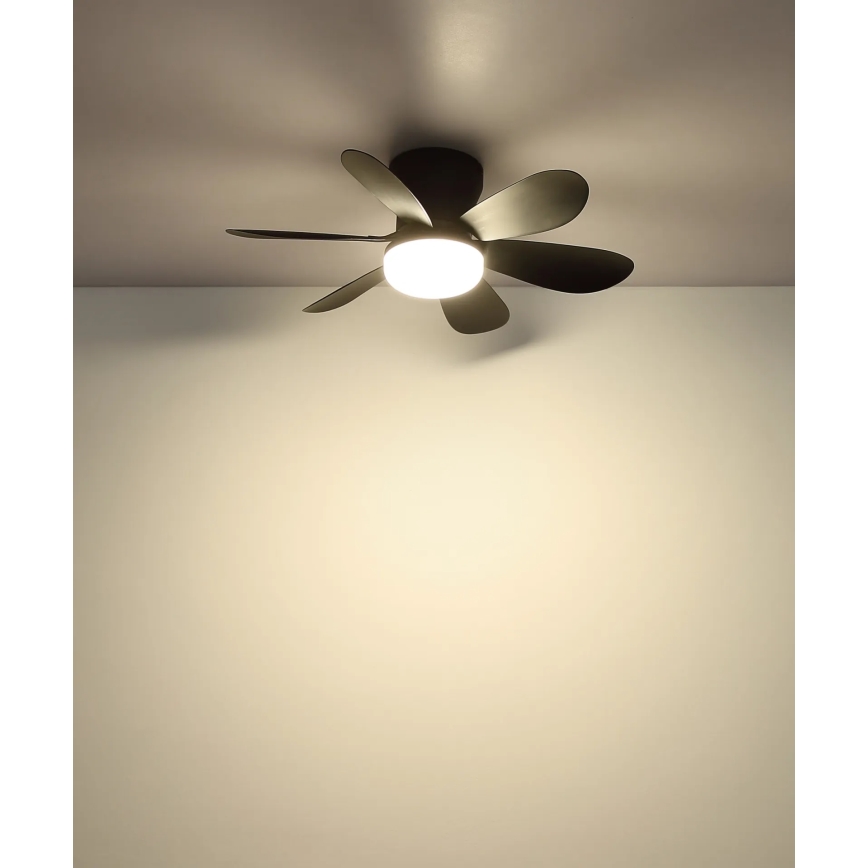 Globo - LED hämardatav laeventilaator LED/5W/230V 2700-6500K must + kaugjuhtimispult
