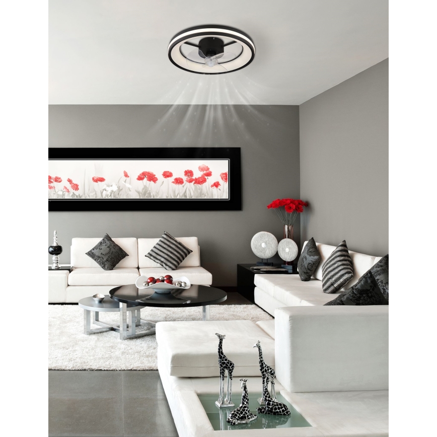 Globo - LED Hämardatav laeventilaator valgustiga LED/30W/230V 2700-6500K must + kaugjuhtimispult