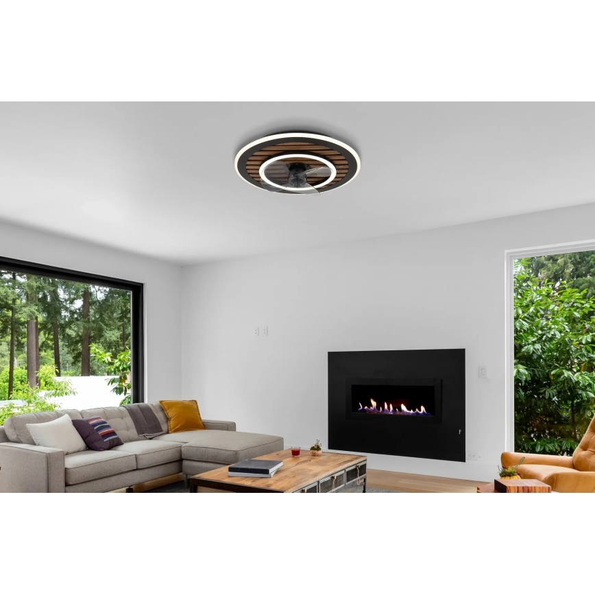 Globo - LED hämardatav laeventilaator LED/36W/230V 2700-6000K must + kaugjuhtimispult