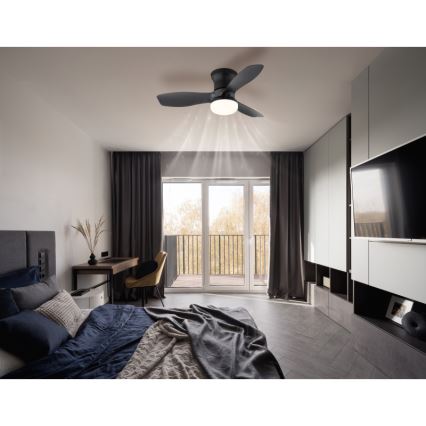 Globo - Hämardatav laeventilaator LED/15W/230V 2700-6500K must + kaugjuhtimispult