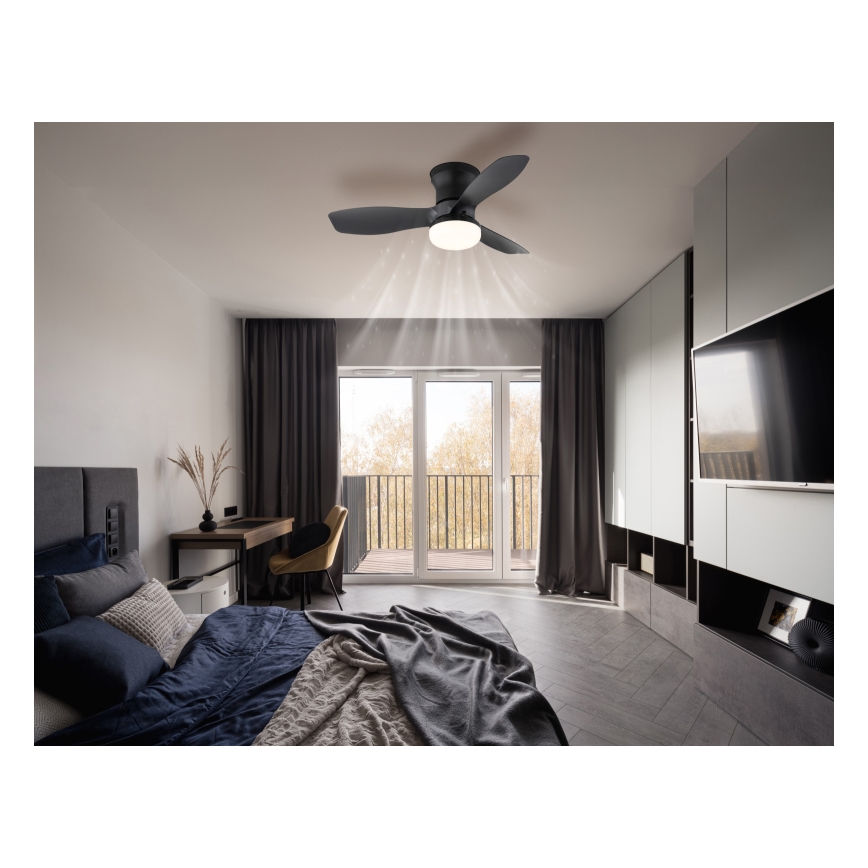 Globo - Hämardatav laeventilaator LED/15W/230V 2700-6500K must + kaugjuhtimispult