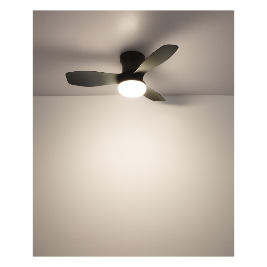 Globo - Hämardatav laeventilaator LED/15W/230V 2700-6500K must + kaugjuhtimispult