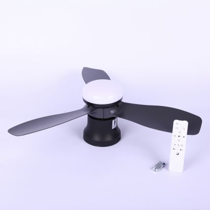 Globo - Hämardatav laeventilaator LED/15W/230V 2700-6500K must + kaugjuhtimispult