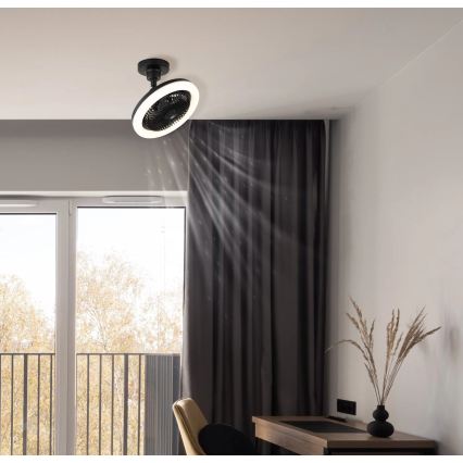 Globo - LED hämardatav laeventilaator LED/20W/230V 3000-6500K must + kaugjuhtimispult