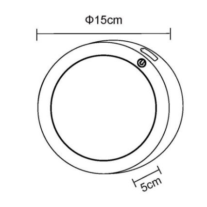 Globo - LED Laetav puutetundlik seinavalgusti LED/1,2W/3,7V d. 15 cm 1800 mAh must