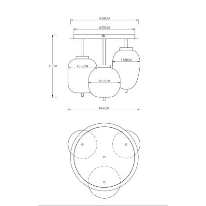 Globo - Pinnale kinnitatav lühter 3xE14/40W/230V must