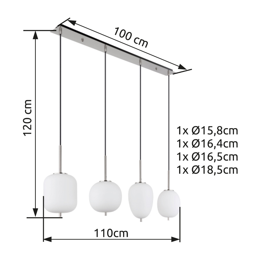 Globo - Lühter 4xE14/40W/230V valge