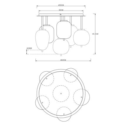 Globo -Pinnale kinnitatav lühter 6xE14/40W/230V must