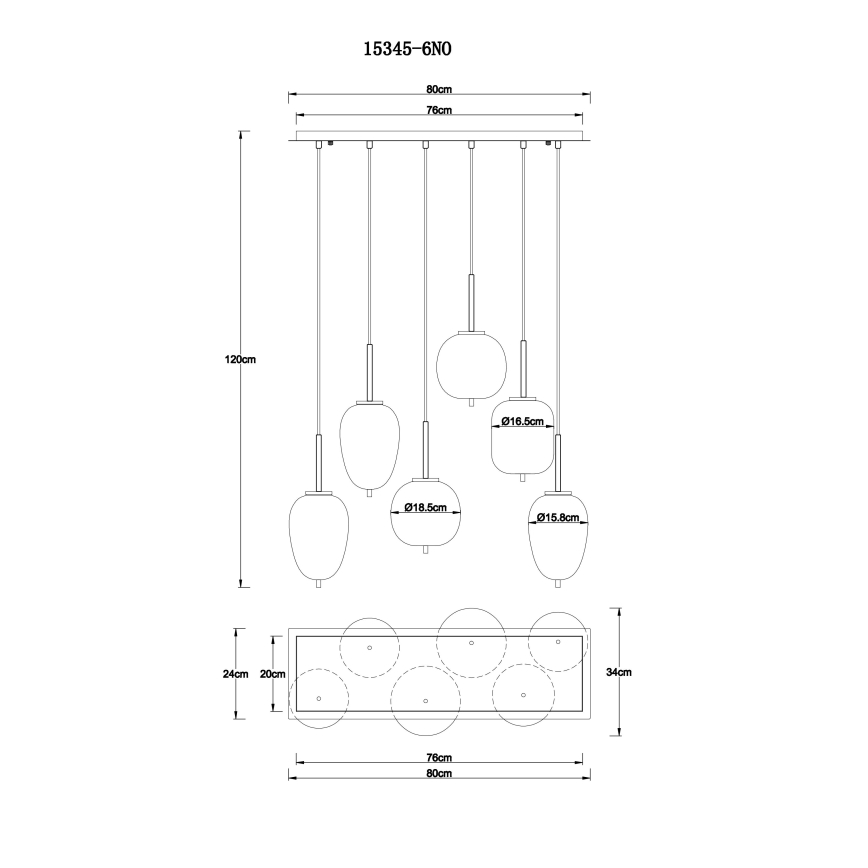 Globo - Lühter 6xE14/40W/230V läikiv kroom