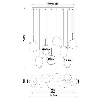 Globo - Lühter 8xE14/40W/230V messing