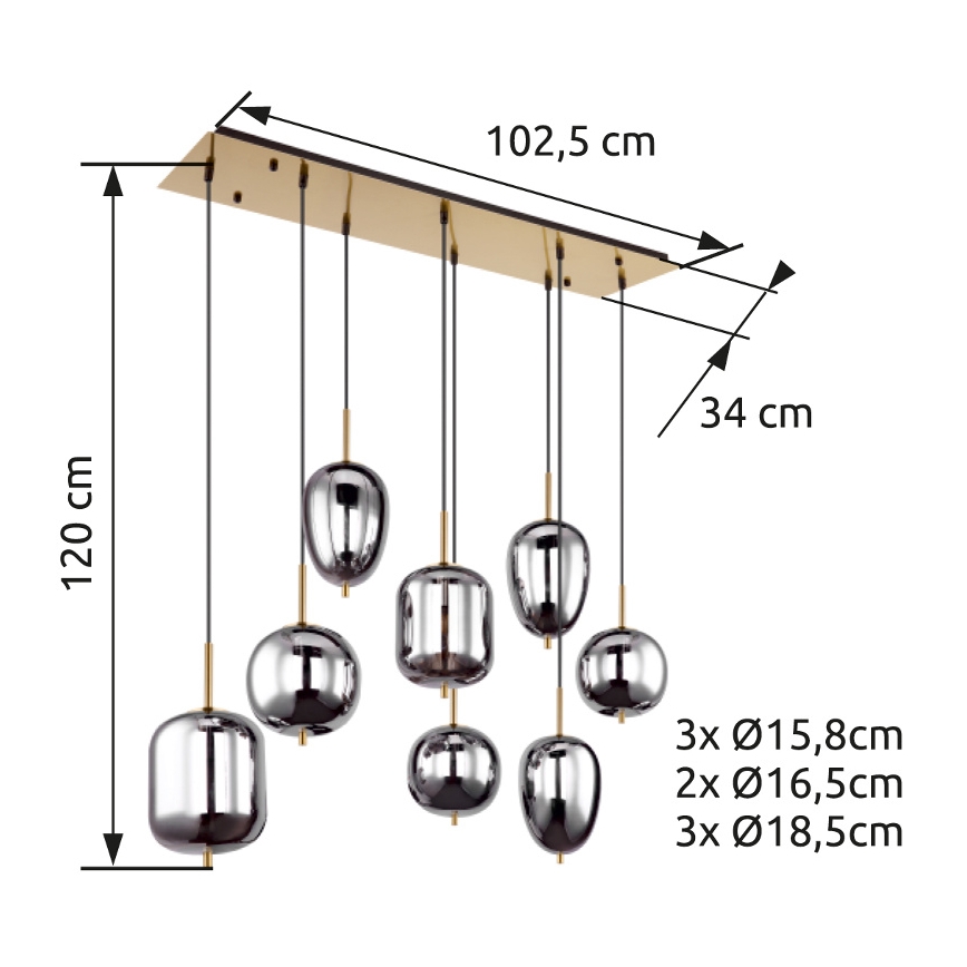 Globo - Lühter 8xE14/40W/230V suitsune