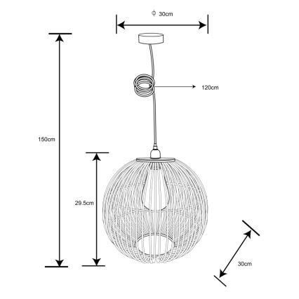 Globo - Lühter 1xE27/60W/230V bambus