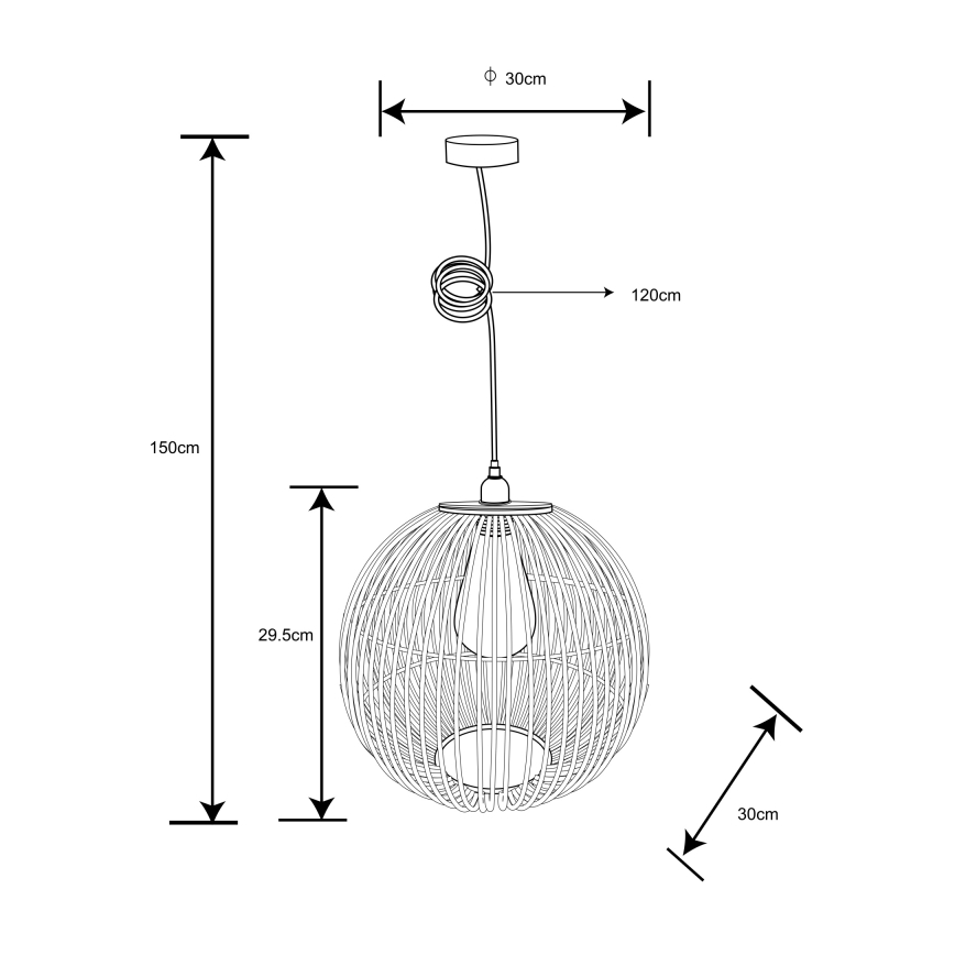 Globo - Lühter 1xE27/60W/230V bambus