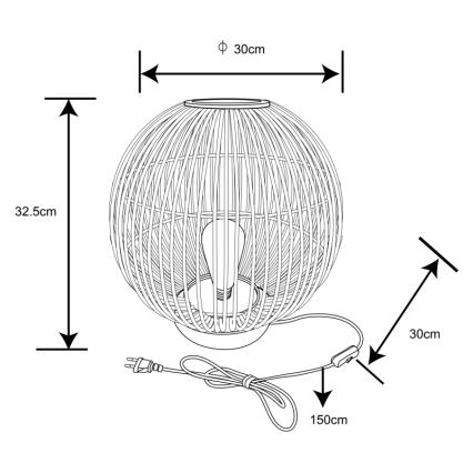 Globo - Laualamp 1xE27/60W230V bambus