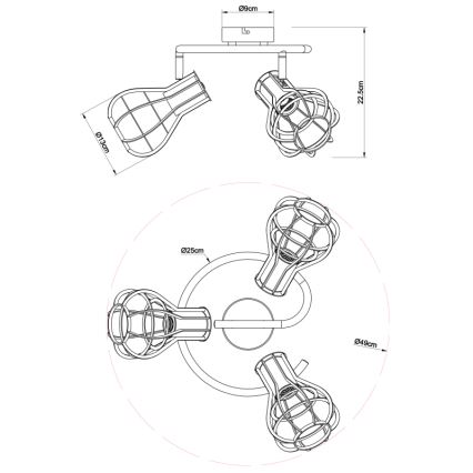 Globo - Kohtvalgusti 3xE27/40W/230V