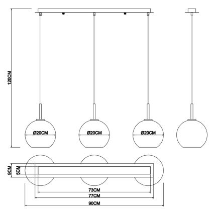 Globo - Lühter 3xE27/60W/230V