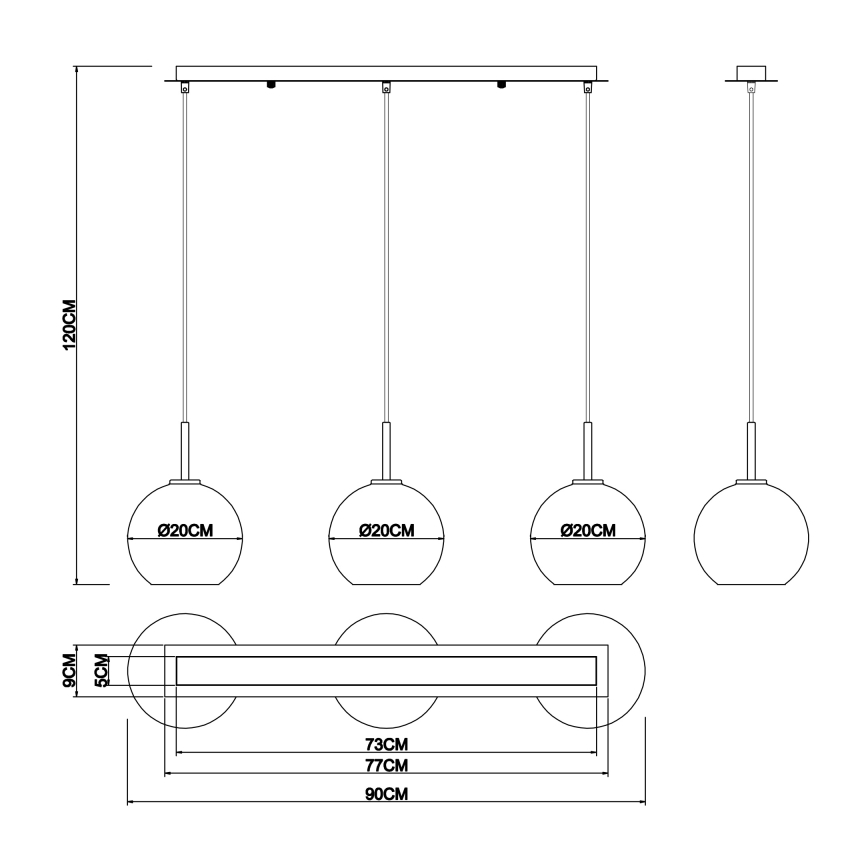 Globo - Lühter 3xE27/60W/230V