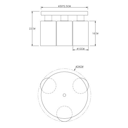 Globo - Laevalgusti 3xE27/60W/230V must