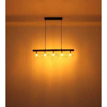 Globo 15532-5HB - Ripplamp kaabliga KIRA 5xE14/40W/230V must