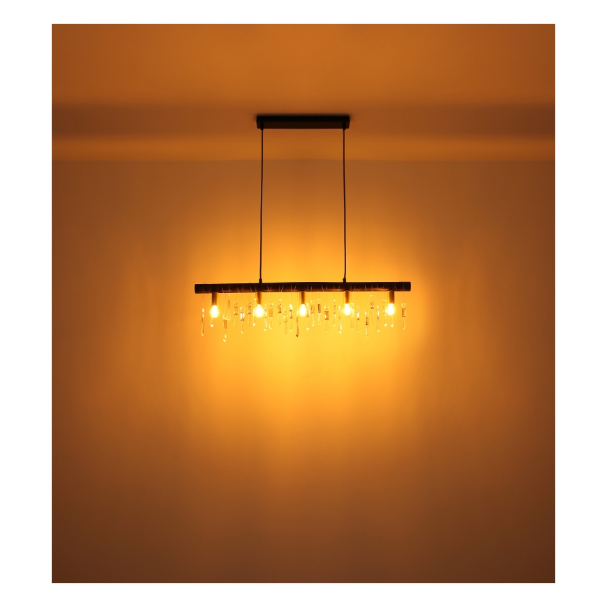 Globo 15532-5HB - Ripplamp kaabliga KIRA 5xE14/40W/230V must