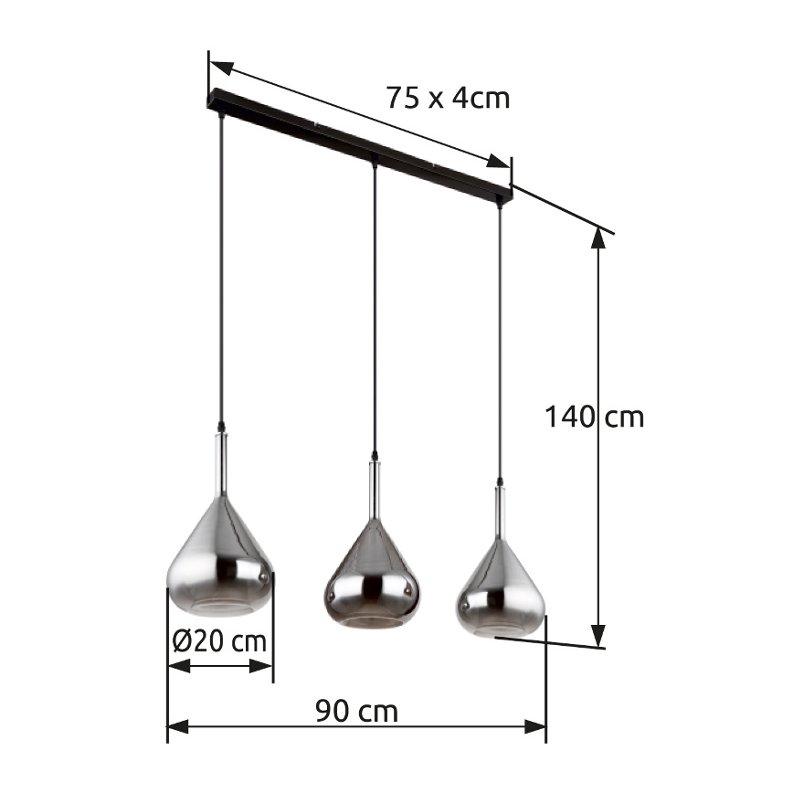Globo - Lühter 3xE27/60W/230V must